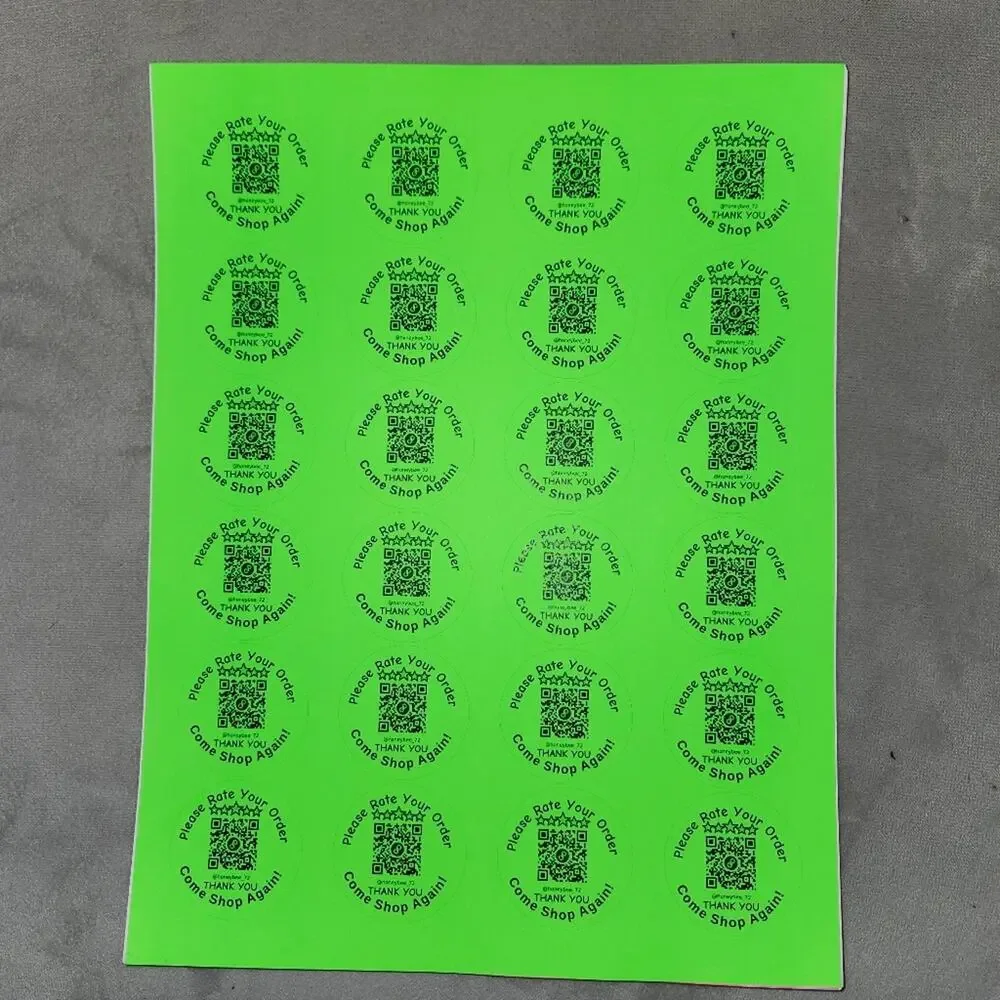 QR Code Stickers single Color NEON - Set Of 96 - 4 Sheets Of 24